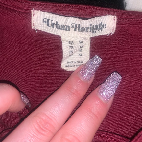 Red Long Sleeve Crop Top - Picture 2 of 2